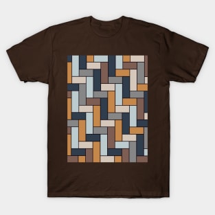 Geometric Tiles in Blue, Grey and Brown T-Shirt